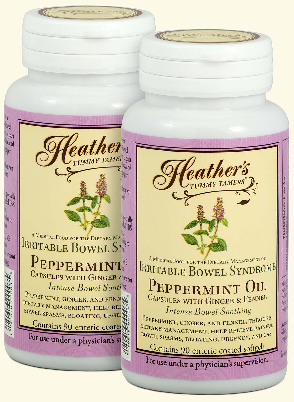 Tummy Tamers Peppermint Oil Caps<br>(2 bottles)<br><em>Prevent<BR>Pain & Bloating</em>
